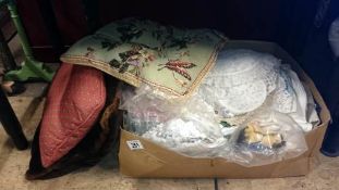 A quantity of linen and cushions etc