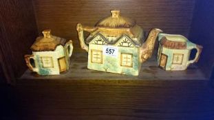 A 3 piece cottage ware teapot