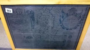 A framed and glazed map of Nottingham