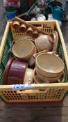 A box of mixed crockery