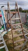 A wooden step ladder