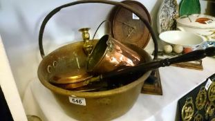 A copper jam pan & pot etc.