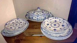 A part Furnivals blue and white dinner set