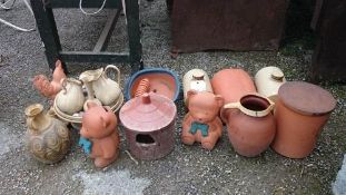 A quantity of garden pots & ornaments