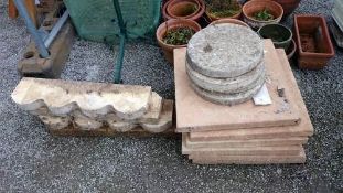 A quantity of garden slabs & edging