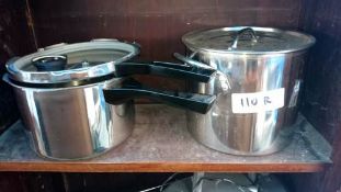 A pressure cooker and a stock pot