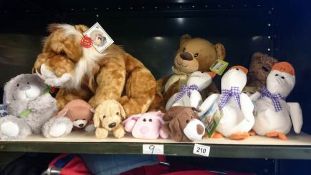 A shelf of soft toys