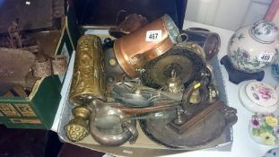 A box of brass and copper ware