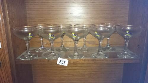 9 Babycham glasses