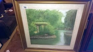 A framed and glazed watercolour signed Rachel Riley 1883