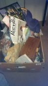 A box of miscellaneous sewing items etc