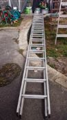 An aluminium extending ladder