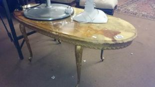 A marble top coffee table