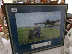 A framed and glazed print entitled 'After me the floods' by Michael Smart (Guy Gibson and his pet