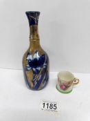 A 19th century Royal Doulton vase with lozenge mark and a miniature Royal Worcester cup