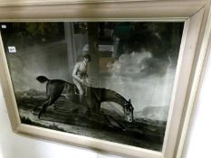 A large Victorian framed and glazed photographic reproduction of race horse training