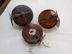 An Allcocks wooden fishing reel and 2 others