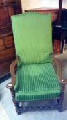 An oak framed arm chair