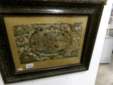 A late17th century English needlework panel depicting William & Mary