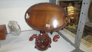 A wooden tray,