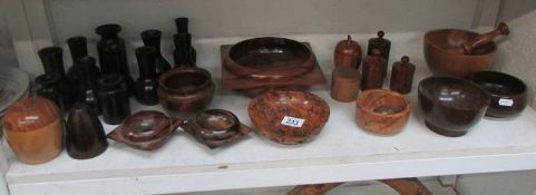 A mixed lot of wooden bowls etc