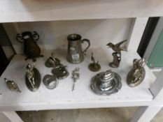 A mixed lot of metalware including animals,