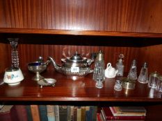 A mixed lot including glassware, silver plate teapot,