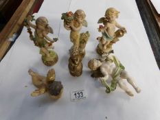 6 cherub/angel figures