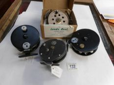 3 Leeds fishing reels and one other