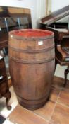 A tall wooden barrel