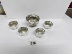 A silver plate Mappin & Webb bowl and 4 'egg' cups