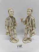 2 19th century ivory sectional okimono figures