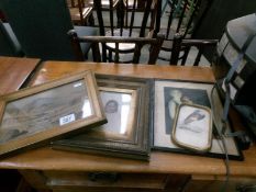 4 old pictures including opaque glass