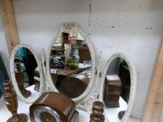 A shabby chic triple dressing table mirror