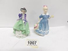 2 small Royal Doulton figurines, 'A Posy for You', HN3606 and 'Top o' the HIll',