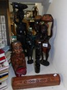 A quantity of carved African figures etc