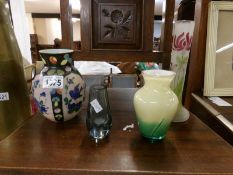 2 hand painted glass vases and 2 others