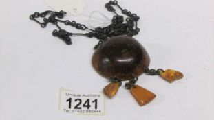 A Baltic amber? pendant on chain