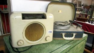 A vintage Bush radio and a vintage Fidelity record player