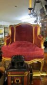 A late 19th century French gilded salon chair of excellent shape