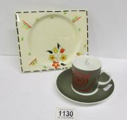 A Susie Cooper Nebula cup and saucer together with a Royal Staffordshire Biarritz plate