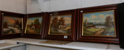 A series of 4 oils on canvas depicting the four seasons by Baumler