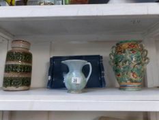 A mixed lot of pottery including Trentham (Beswick) ware, Scraffito style vase, Beswick jug,