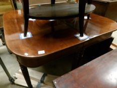 A pair of mahogany D end tables with centre leaf