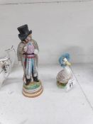 A Beswick Jemima Puddleduck and a 19th century figure of a Dandy