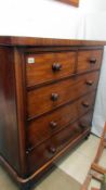 A Victorian 2 over 3 mahogany chest of drawers