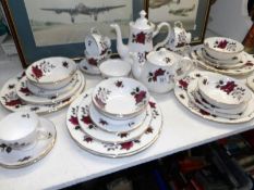 44 pieces of Colclough rose decorated tea and dinnerware
