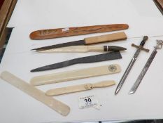 9 paper knives and page turners including ivory and boxwood