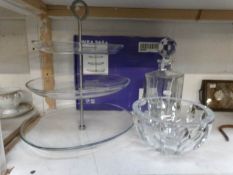 A 3 tier glass cake stand,