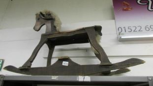 An old wooden rocking horse